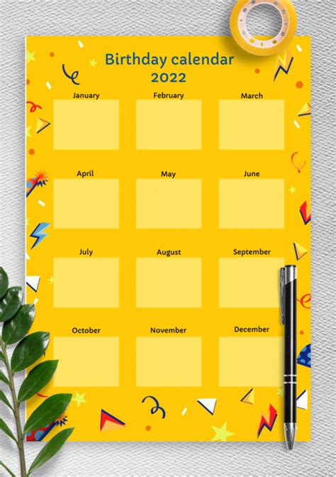 Free Printable Birthday Calendar Template Paper Trail Design Birthday Calendars Free Printable