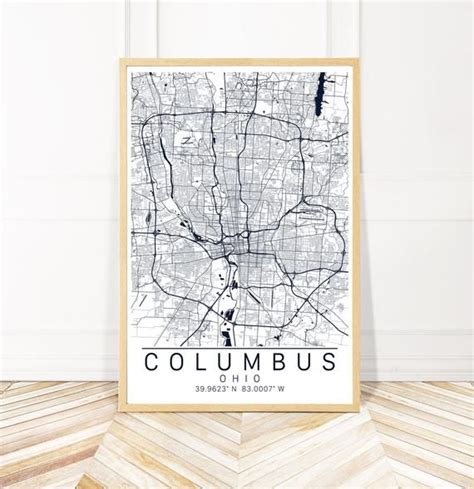 Columbus Oh Map Art City Art Map Of Columbus Ohio Map Etsy Ohio Map