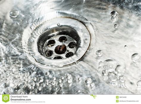Stainless Steel Sink Plug Hole Close Up Stock Photo Image Of House