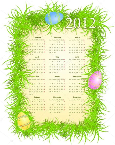 Vector Illustration Of Easter Calendar 2012 — Stock Vector © Elisanth