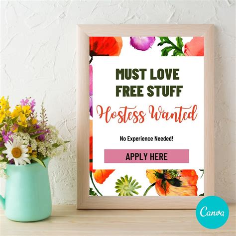 Customizable Hostess Wanted Sign Editable Direct Sales Etsy