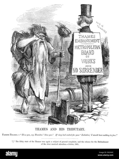 Industrial Revolution Cartoon Father Thames And His Tributary Political Cartoon About Filthy