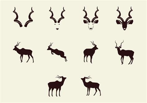 Kudu Silhouette Icon Set Africa Tattoos Silhouette Stencil