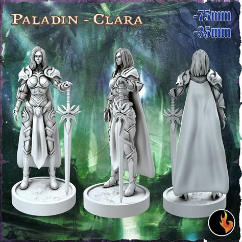 Female Elf Paladin Fighter Sexy Pinup 28mm 32mm 54mm Scale 75mm