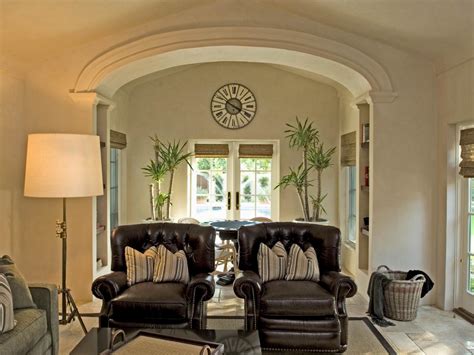 Traditional Leather Armchairs In Casual Living Room Hgtv