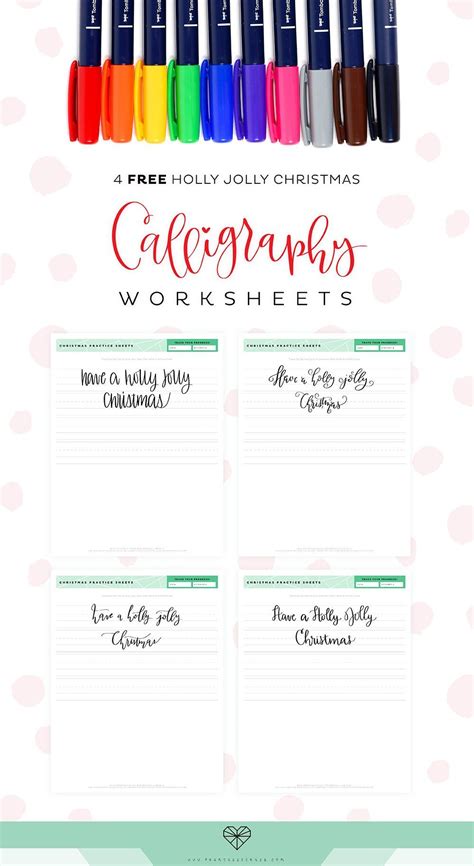 Get These Holly Jolly Christmas Calligraphy Practice Sheets Free Learn