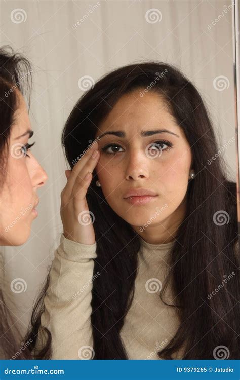 Female Looking At Herself Stock Image Image Of Sweater 9379265