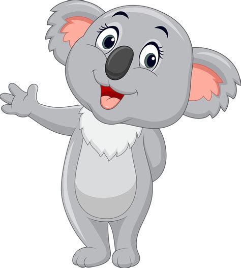 Cute Koala Cartoon Waving Hand 8387555 Vector Art At Vecteezy