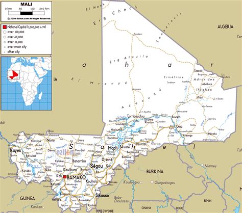 Large Road Map Of Mali With Cities And Airports Mali Africa