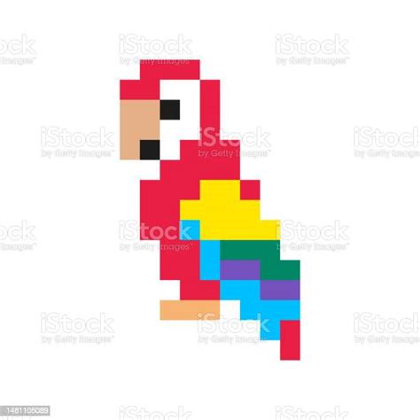 Parrot Bird Pixel Art Video Game Animal Cartoon Stock Illustration
