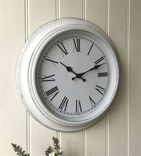 Shabby Chic Large White Wall Clock Amazing Grace Interiors