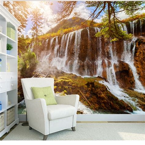 Custom Natural Landscape Wallpaper Waterfall 3d Photo Murals For The