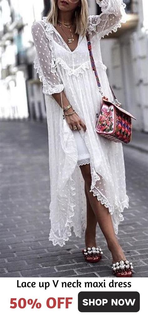Love This Boho Little White Dress Maxi Dress With Sleeves Long