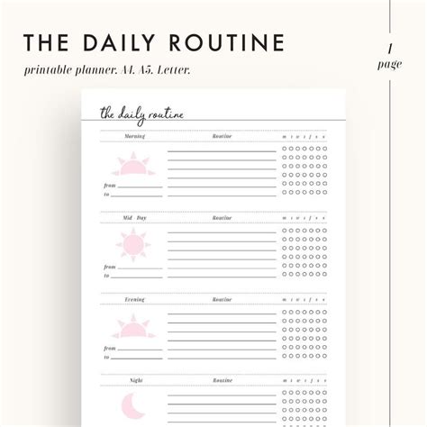 Daily Routine Planner Routine Planner Printable Morning Routine