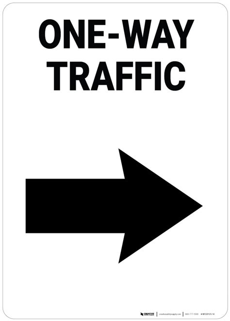 One Way Traffic Right Arrow Portrait Wall Sign 5s Today