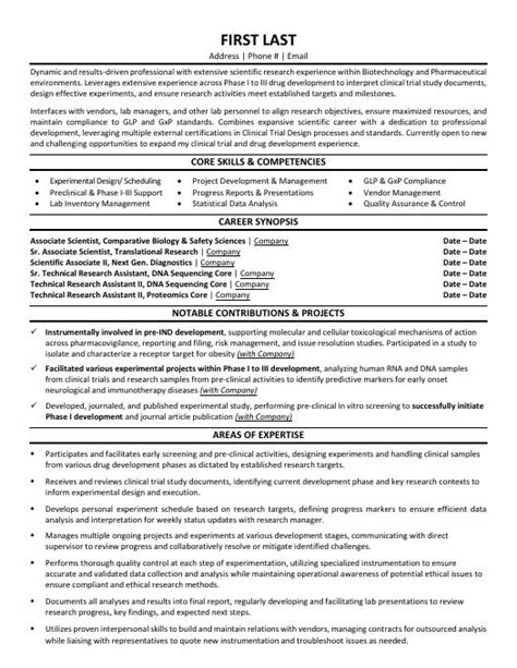 Science Resume Templates Samples And Examples Resume Templates 101