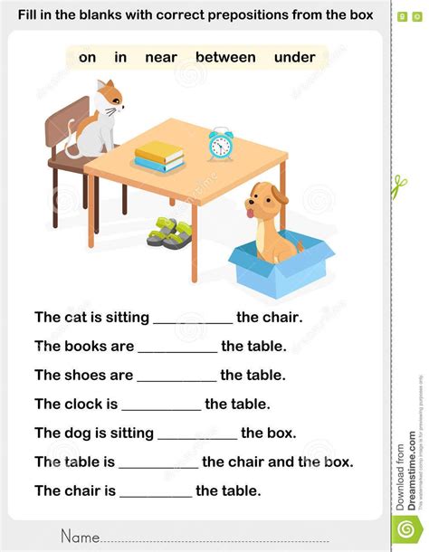 Prepositions worksheets with pictures teachers pay teachers. Illustration about Fill in the blanks with correct prepositions - preposition worksh… | English ...