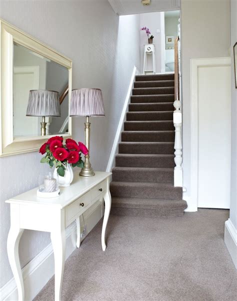 Hallway With White Walls And Neutral Carpet The Room Edit Living