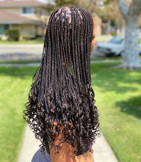 27 beautiful box braid hairstyles for black women feed in knotless braids protective style