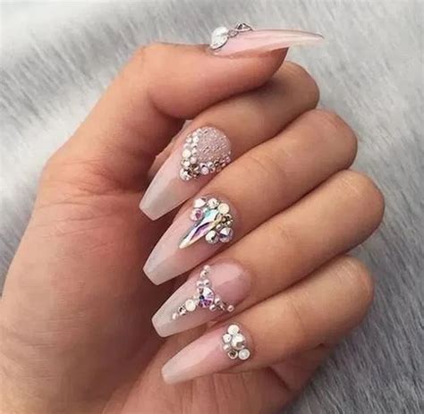 54 most beautiful acrylic nail designs you must try 45 nails design with rhinestones polygel