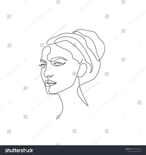 Continuous Line Drawing Woman Face Fashion Stock Vector Royalty Free