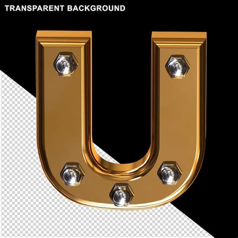 Premium Psd Gold With Bolts Letter U