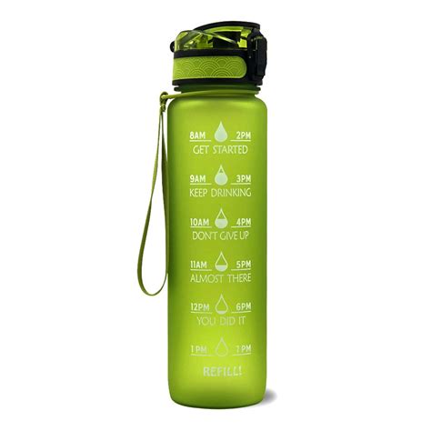Tomshine Sports Water Bottle With Time Marker Bpa Free And Leak Proof Portable Reusable Drinking