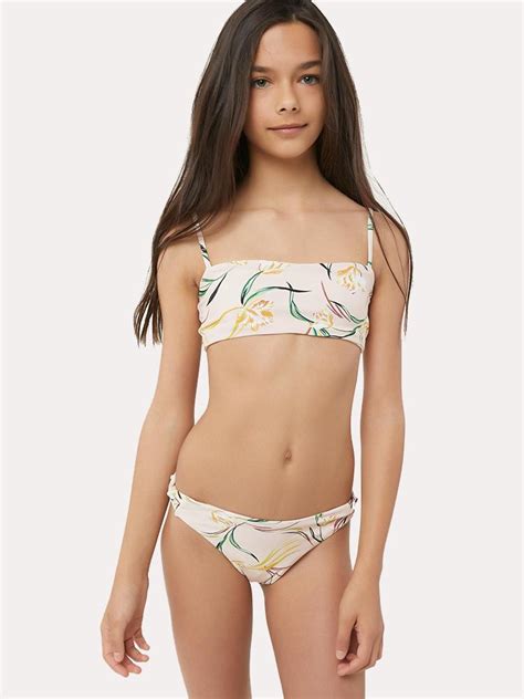 O Neill Girls Claris Floral Bandeau Bikini Set