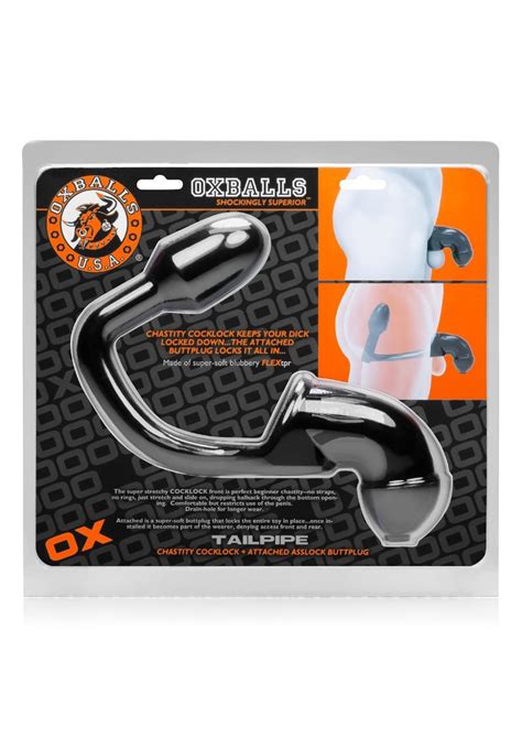 Oxballs Tailpipe Chastity Cock Lock With Butt Plug Black Dr John S