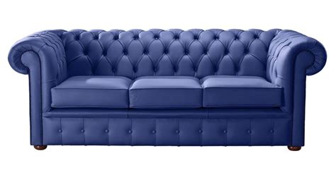 Blue Leather Chesterfield 3 Seater Sofa Designersofas4u