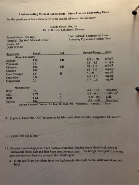 Results • display the test data in a table. Solved: Under The "AB" Column On The Lab Report What Does ...