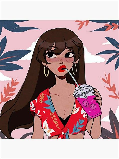X3 by demondog ❤ liked on polyvore featuring fillers, anime, kawaii, doodle, backgrounds, food, animals, cartoon, effects and art. 'Aesthetic girl drinking coffee' Greeting Card by milkoe-art in 2020 | Cute profile pictures ...