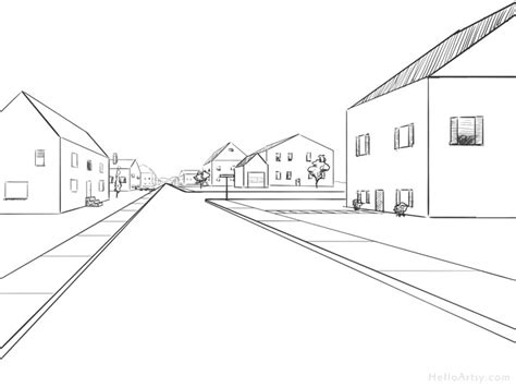 1 Point Perspective Drawing Street