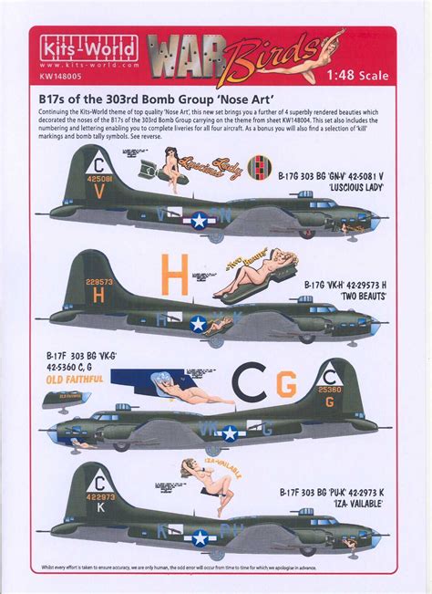 Kits World Decals 148 B 17g Flying Fortress 303rd Bomb