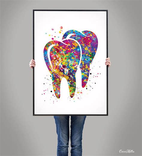 Tooth Art Watercolor Print Tooth Medical Art Surgeon Dental Etsy