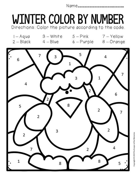 Free Printable Winter Color By Number Printable Word Searches