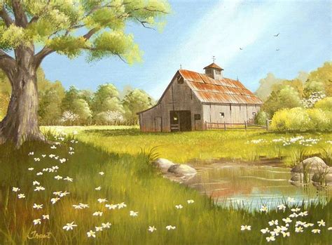 Barn Painting Landscape Paintings Watercolor Barns