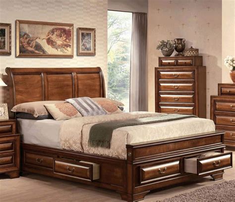 Brown Cherry Sleigh Storage King Bed Konane 20444ek Acme Traditional