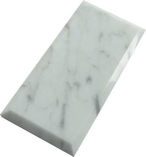 Carrara White 3 X 6 Beveled Polished Marble Subway Tileboxes Marble