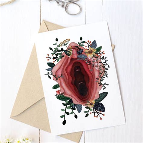 Vagina Art Greeting Card Feminist Feminism Vagina Flower Etsy