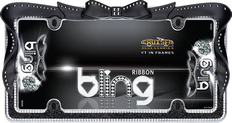 Black Ribbon Car License Plate Frame Girly Accessory | Bling license plate frames, License plate ...