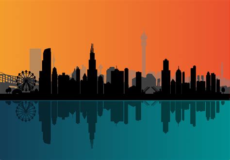 Vector Chicago Night Skyline Download Free Vector Art Stock Graphics