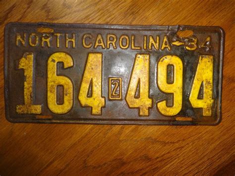 1934 North Carolina License Plate 164 2 494 License Plates For