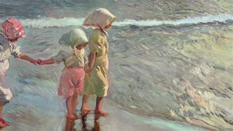 Las Tres Hermanas En La Playa Fine Art Painting Oil Beach Painting