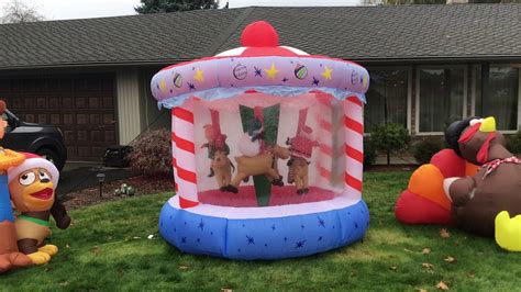 Short Clip Of The Gemmy 8ft Inflatable Carousel Youtube