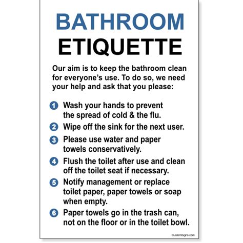 Bathroom Etiquette Sign Custom Signs Bathroom And Closet Bathroom Rules Bathroom Images