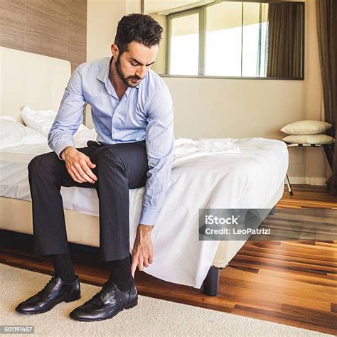 Businessman Getting Dressed In The Morning Stock Photo Download Image