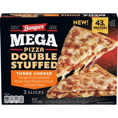 Banquet Mega Pizza Double Stuffed Three Cheese Frozen Pizza Slices 2