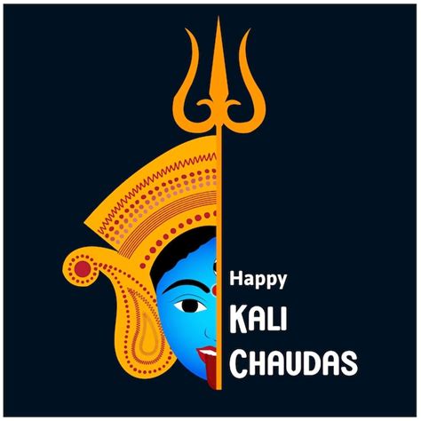 Feliz Kali Chaudas Indian Hindu Festival Vetorial Celebração Deusa Kali Vetor Premium