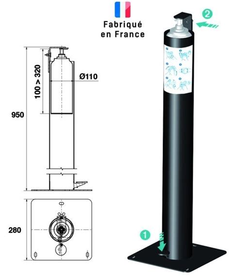 Distributeur Doseur à Pied sans Contact pour Solutions et Gels